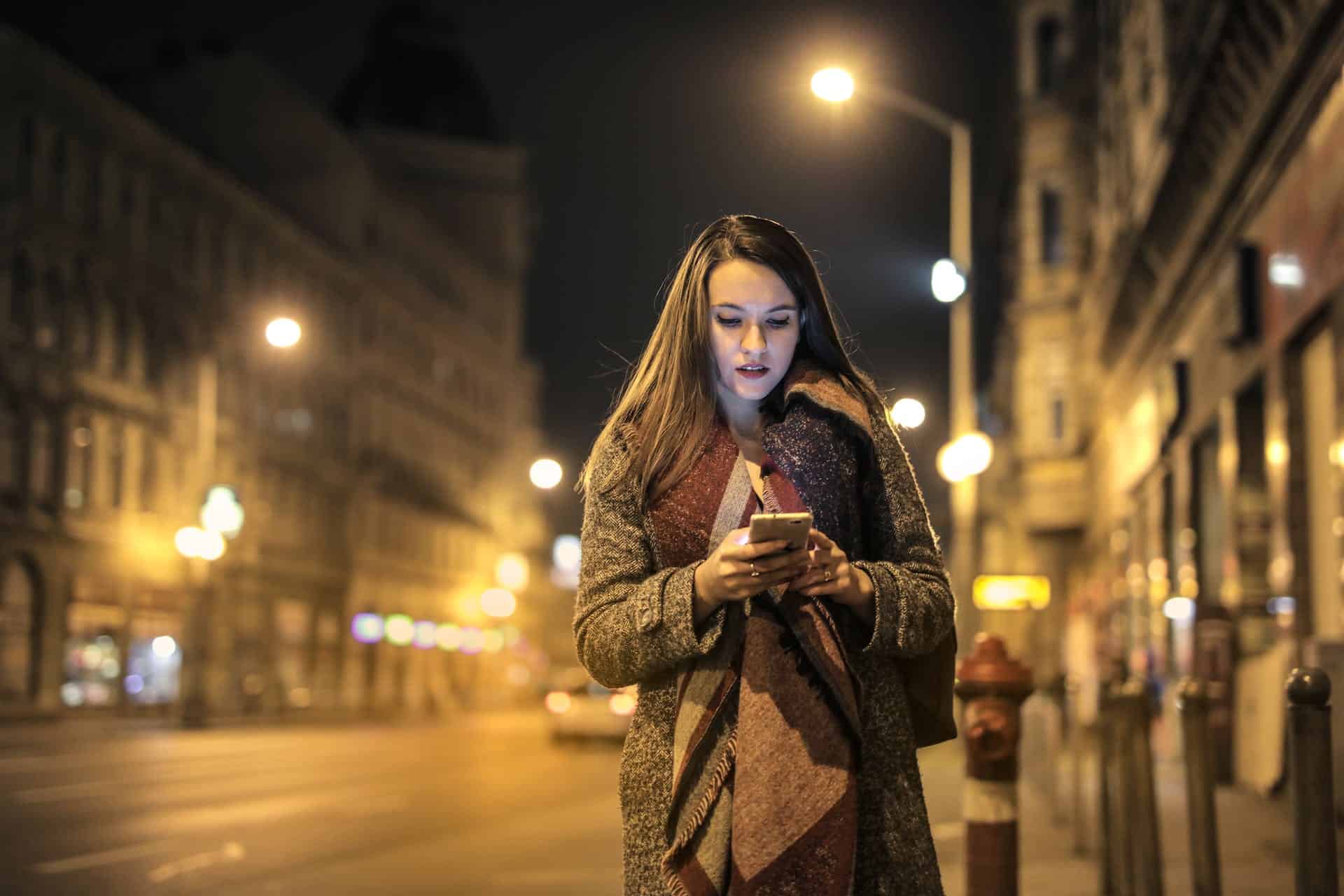 woman walking at night 